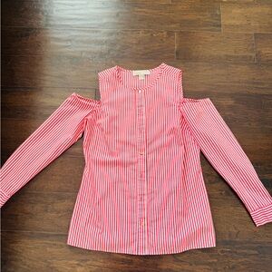 Michael Kors Red and White Striped Shirt